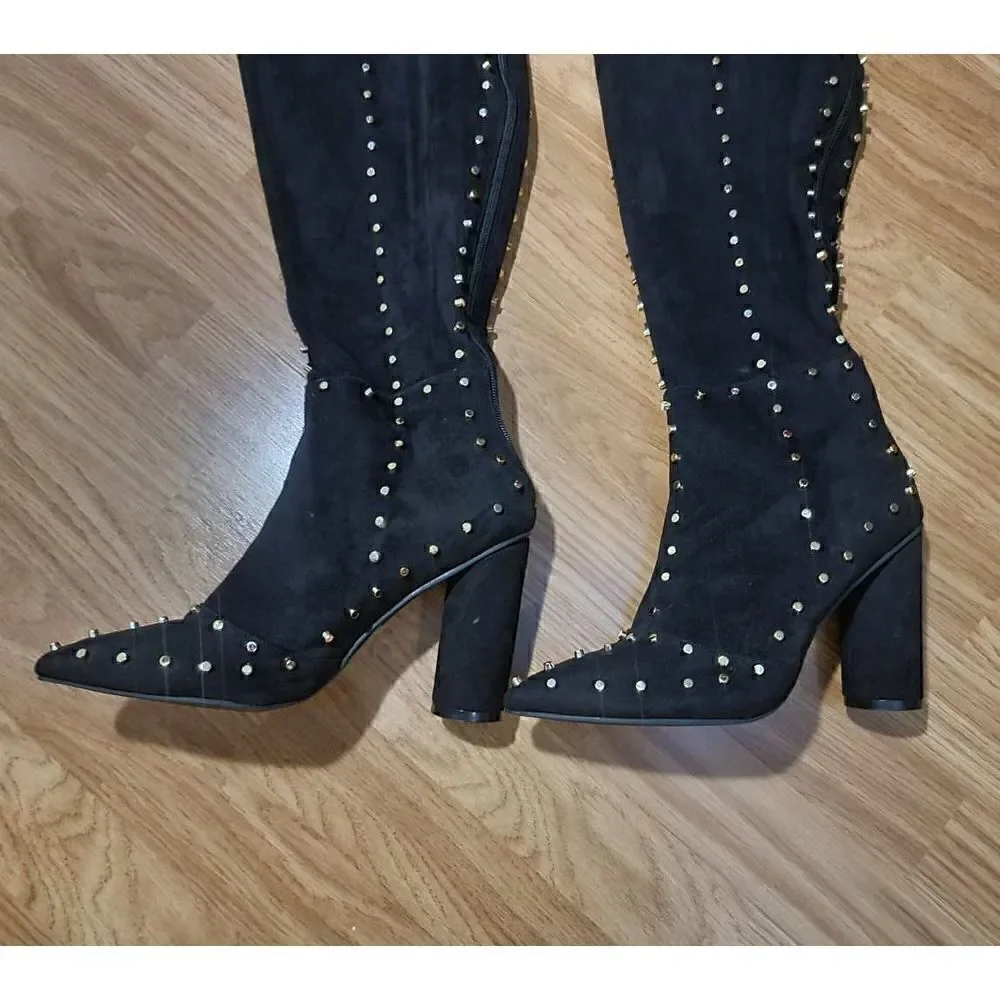 Venus Studded Alert Knee High Boots 9